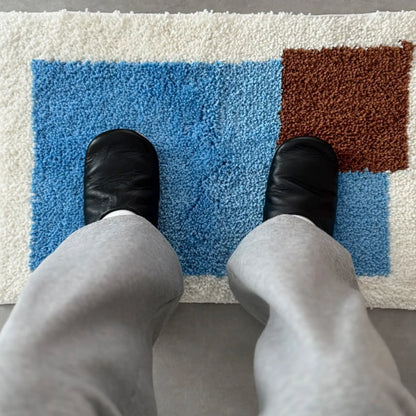 Modern Color Block Plush Accent Rug