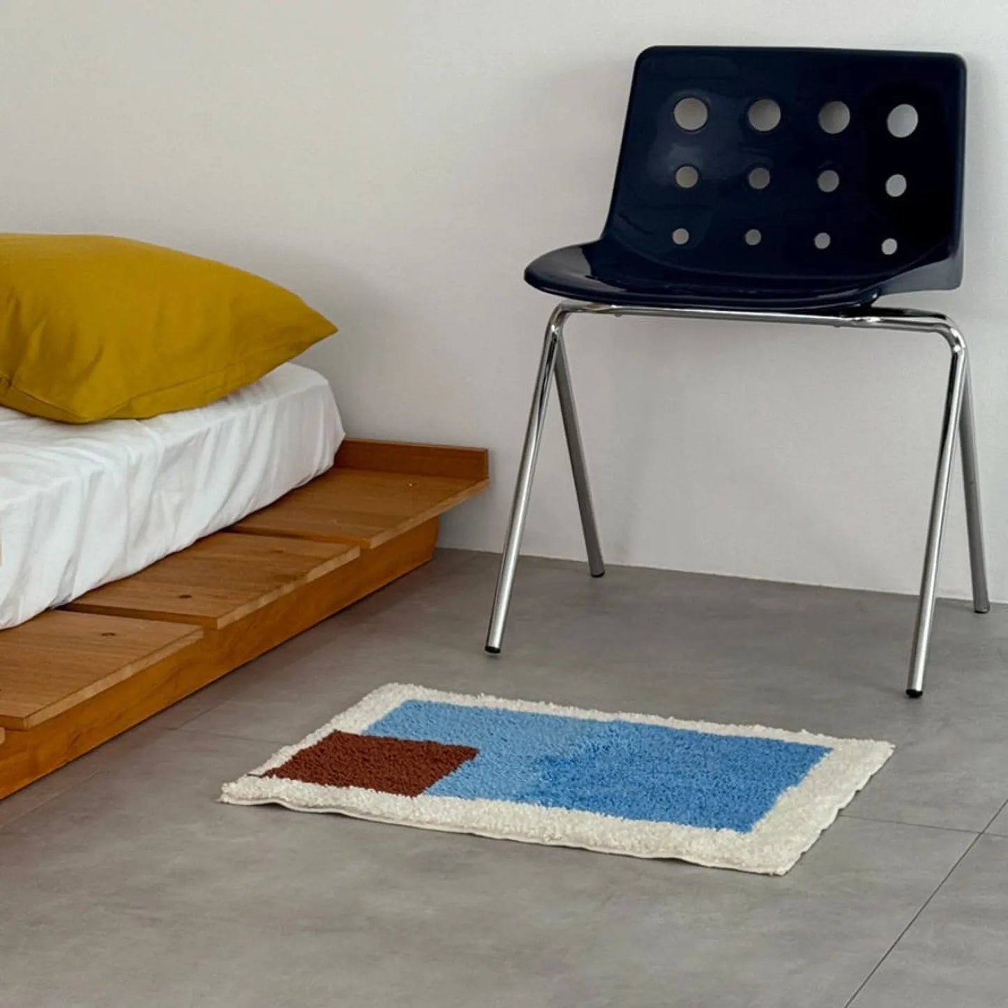 Modern Color Block Plush Accent Rug