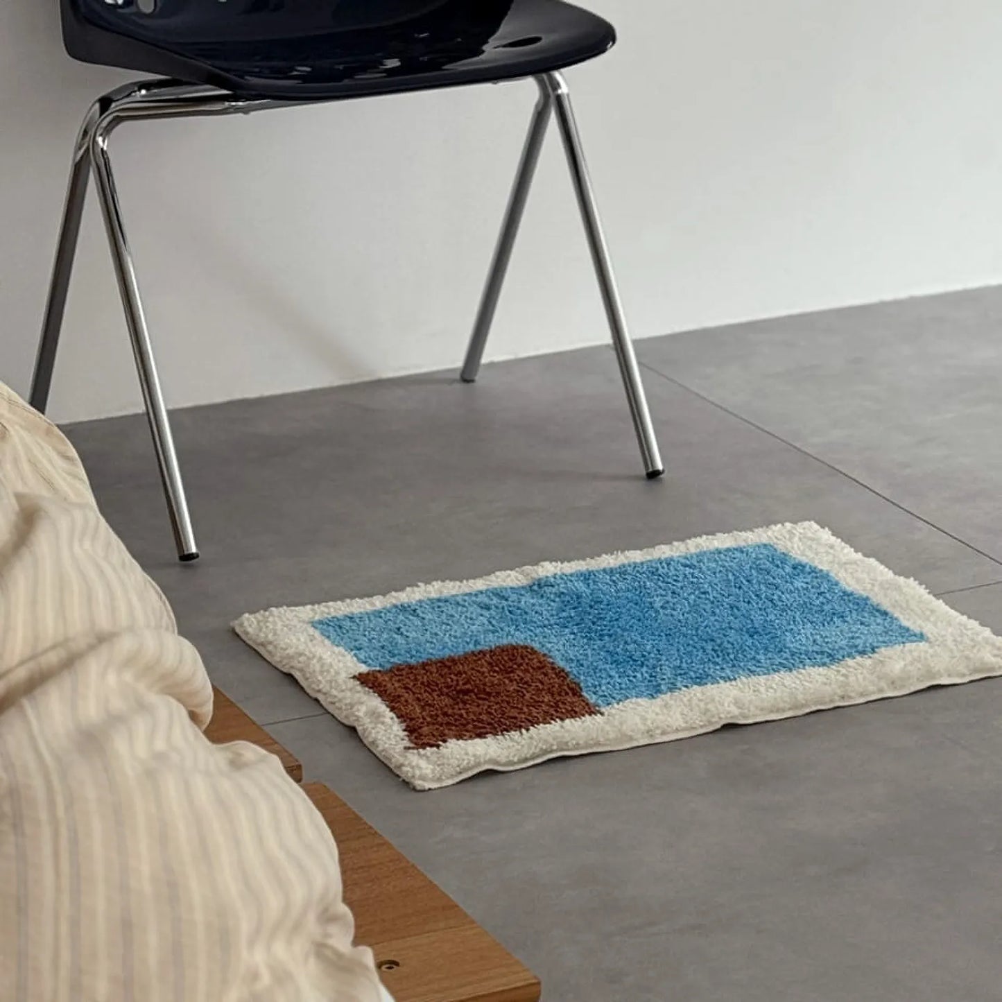 Modern Color Block Plush Accent Rug