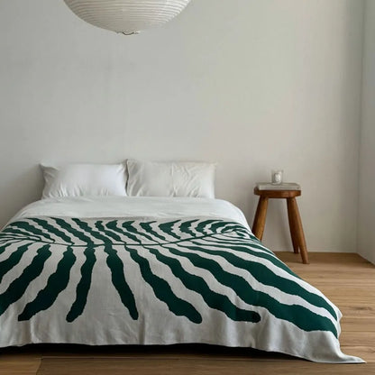 Modern Organic Leaf Pattern Flannel Fleece Throw Blanket
