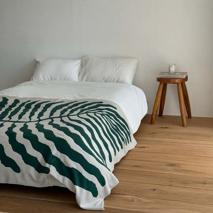 Modern Organic Leaf Pattern Flannel Fleece Throw Blanket