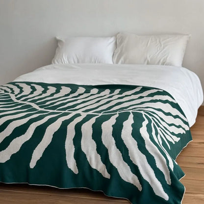 Modern Organic Leaf Pattern Flannel Fleece Throw Blanket