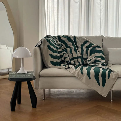 Modern Organic Leaf Pattern Flannel Fleece Throw Blanket