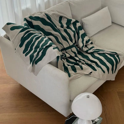 Modern Organic Leaf Pattern Flannel Fleece Throw Blanket