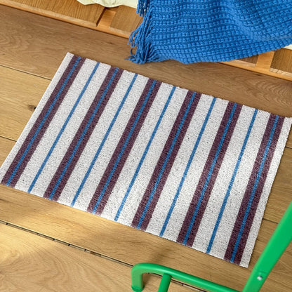 Textured Loop Striped PVC Coil Accent Rugs