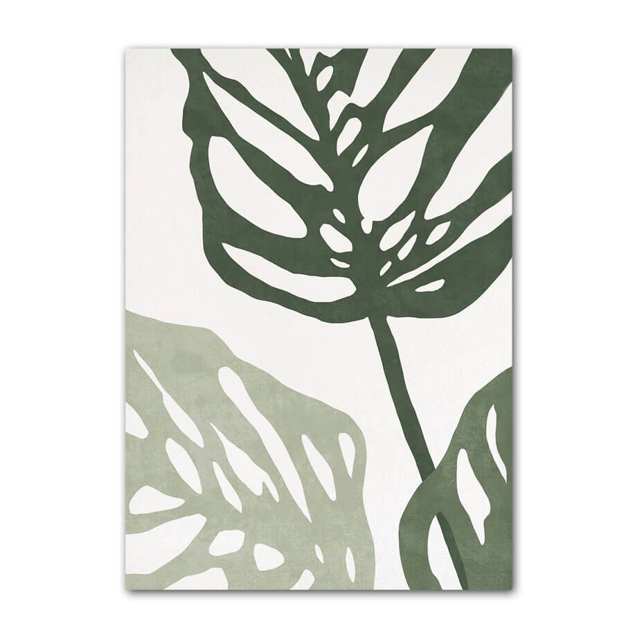 Sage Green Monstera Leaves Canvas Posters leaf SUB CATEGORY_Posters