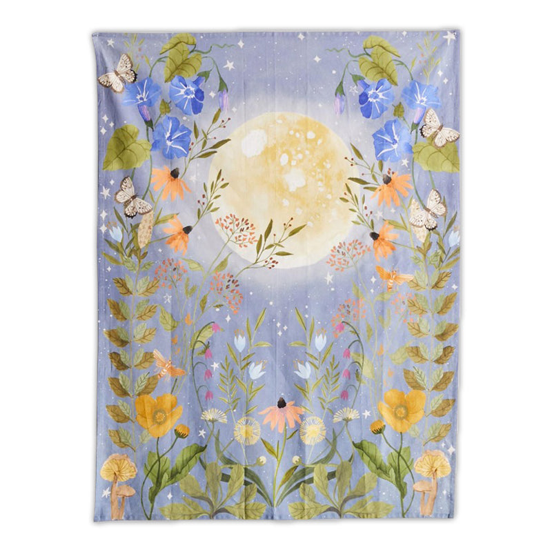 Moon Flowers Tapestry AESTHETIC_Cottagecore AESTHETIC_Fairycore floral SUB CATEGORY_Tapestries