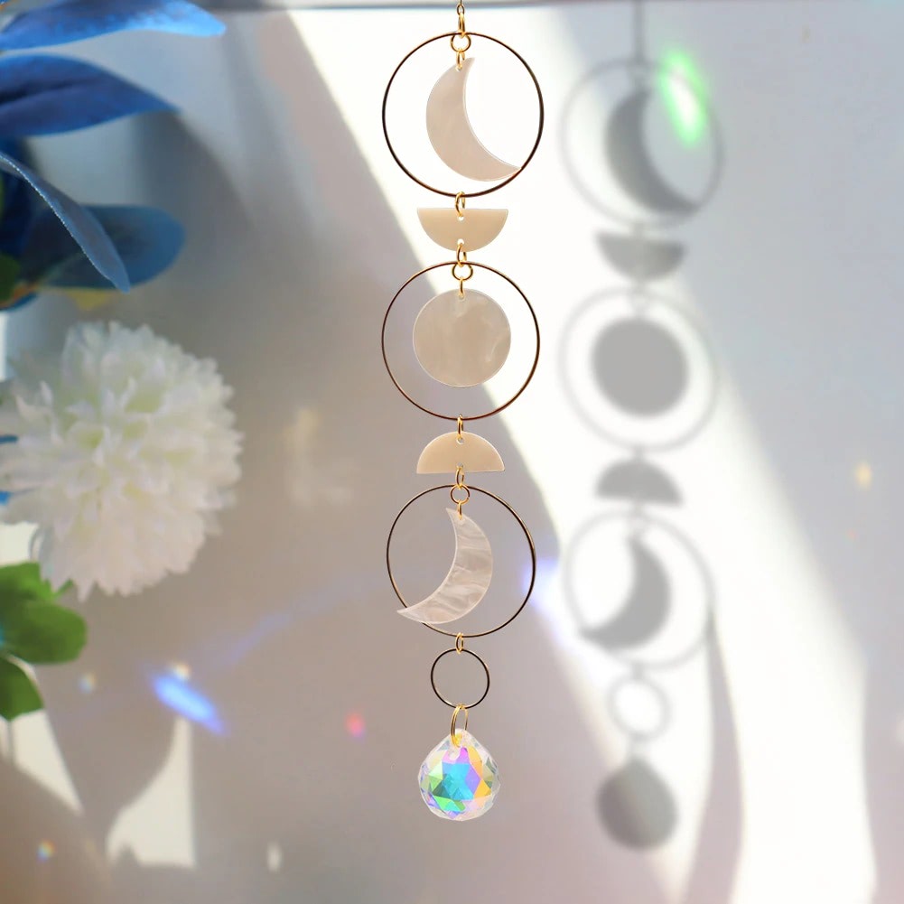 Moon Phase Nacre Suncatcher AESTHETIC_Fairycore AESTHETIC_Witchcore light catcher lightcatcher SUB CATEGORY_Suncatchers sun catcher