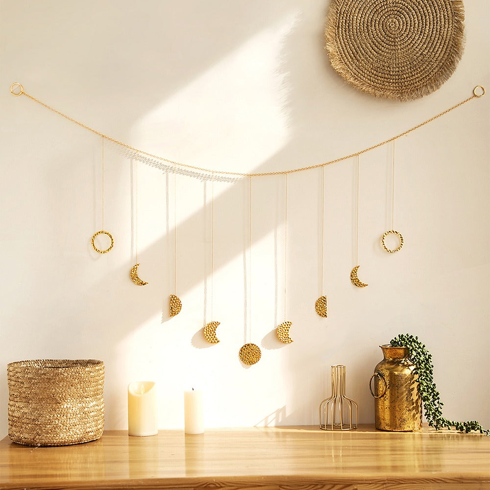 Forged Gold Moon Phases Wall Decor AESTHETIC_Boho boho SUB CATEGORY_Wall Decor wooden