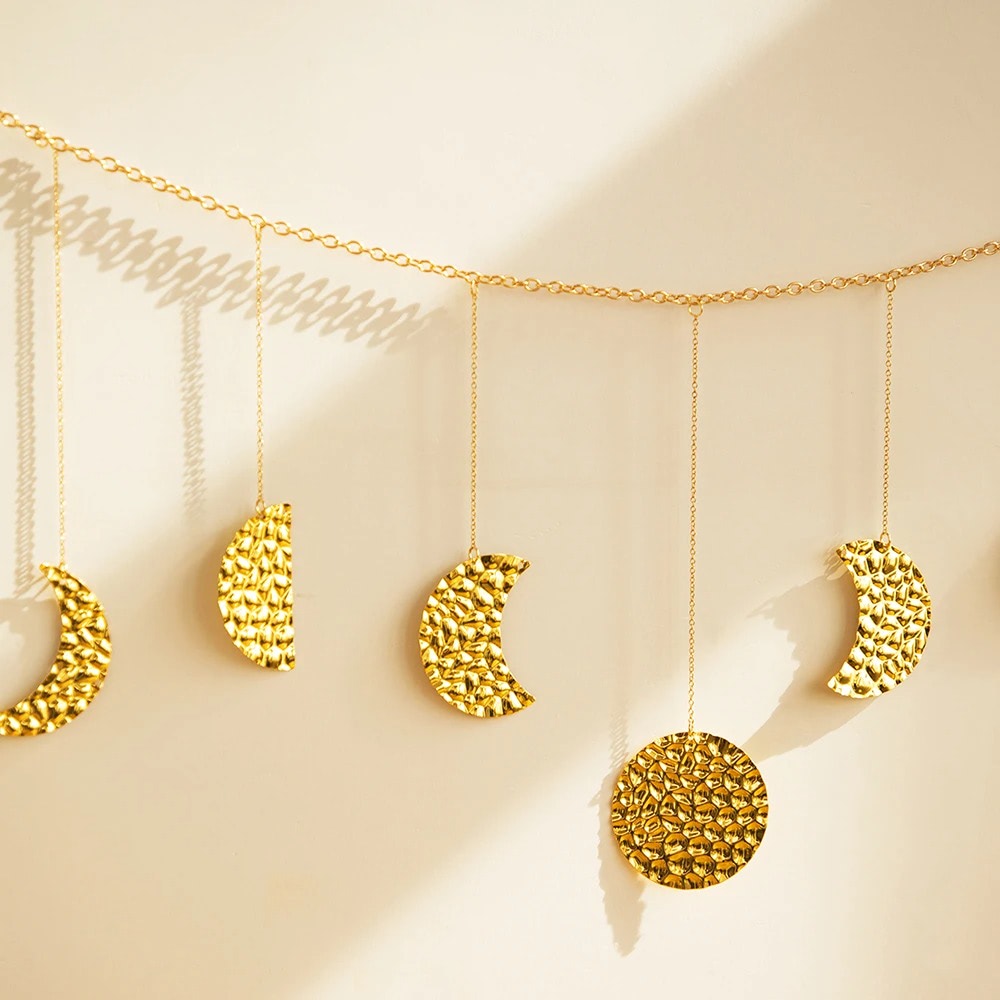 Forged Gold Moon Phases Wall Decor AESTHETIC_Boho boho SUB CATEGORY_Wall Decor wooden