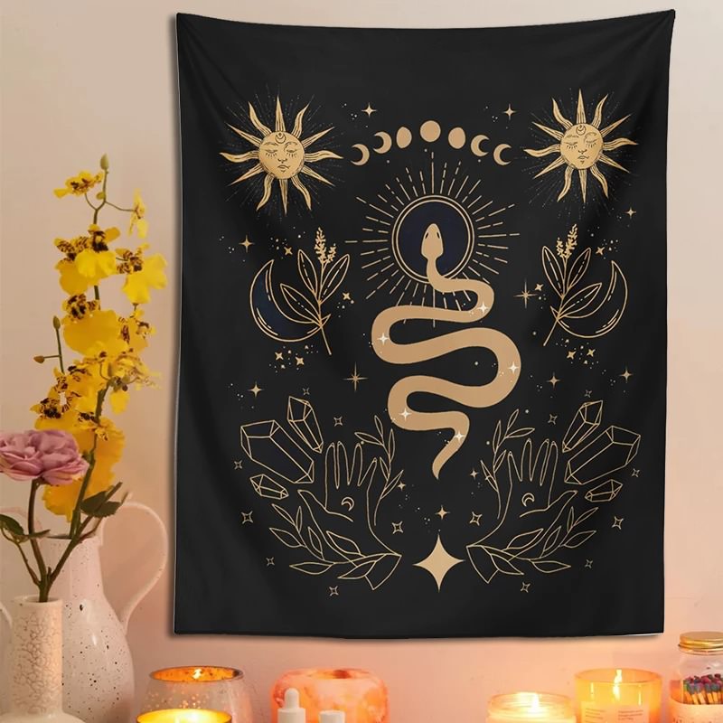 Moon Phases Snake Tapestry