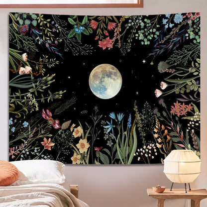 Moonlit Garden Tapestry floral moon