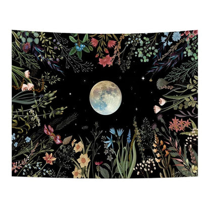 Moonlit Garden Tapestry floral moon