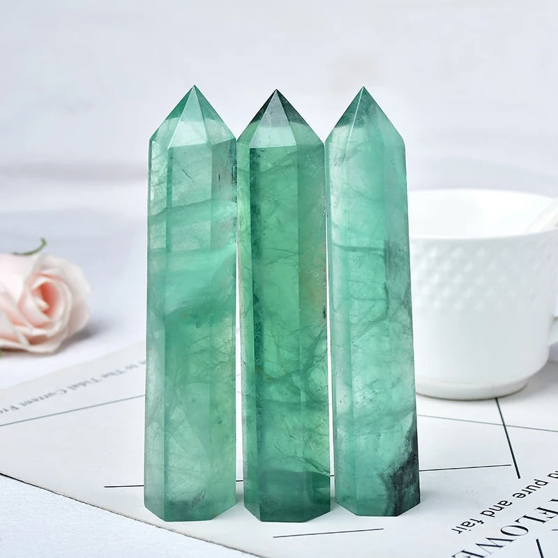 Green Fluorite Crystal Tower