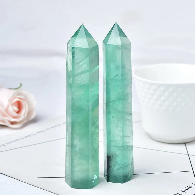 Green Fluorite Crystal Tower