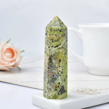 Green Serpentine Crystal Tower