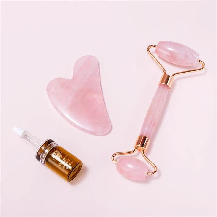 Natural Rose Quartz Roller Massage Stick