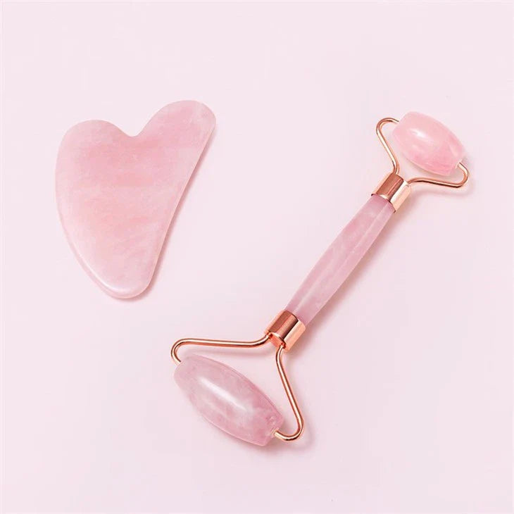 Natural Rose Quartz Roller Massage Stick