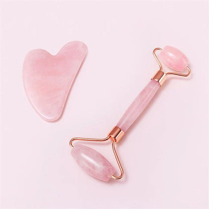 Bâton de massage à rouleaux de quartz rose naturel