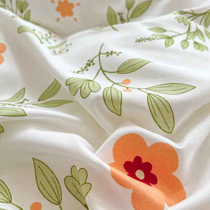 Orange Flowers Cute Bedding Set bed sheet bedsheets cottagecore