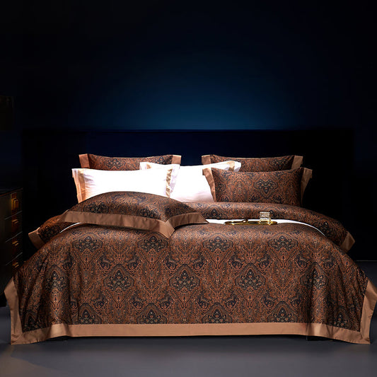 Darius Paisley Egyptian Cotton Bedding Set allsheets Bedding Bedding set botanical California King size bedding Color_Brown cotton Cover Double Duvet Egyptian King size bedding Material_Egyptian Cotton Queen size bedding Set Silky Size_California King Size_Double Size_King Size_Queen Size_Super King Size_USA King Size_USA Queen style superking Thread Count_600TC us USA King size bedding USAQUEEN