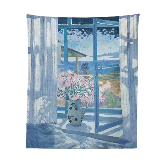 Oil Painted Window Tapestry fake window