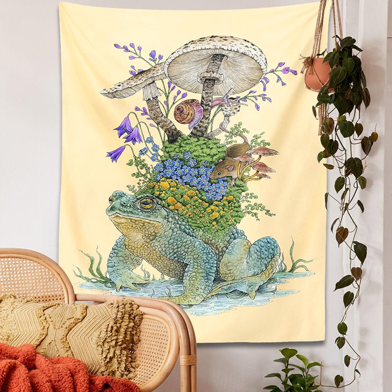 Old Forest Frog Tapestry mushroom frog