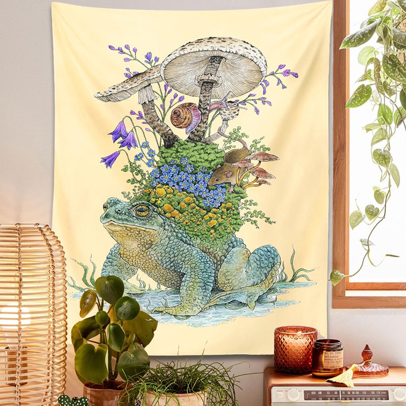 Old Forest Frog Tapestry mushroom frog