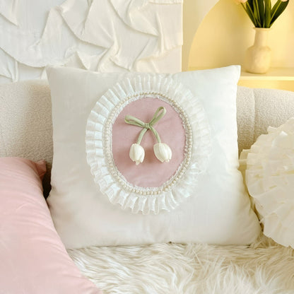 French Vintage Tulip & Ruffle Pillow Covers