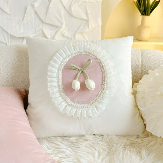 French Vintage Tulip & Ruffle Pillow Covers