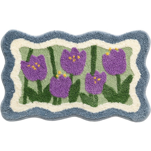 Fluffy Purple Tulips Accent Rug AESTHETIC_Danish Pastel AESTHETIC_Soft Girl SUB CATEGORY_Rugs