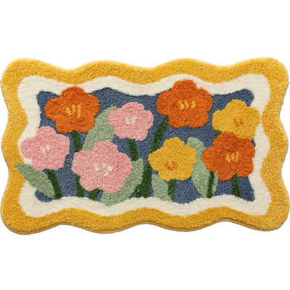 Fluffy Irregular Floral Accent Rug AESTHETIC_Danish Pastel AESTHETIC_Soft Girl SUB CATEGORY_Rugs