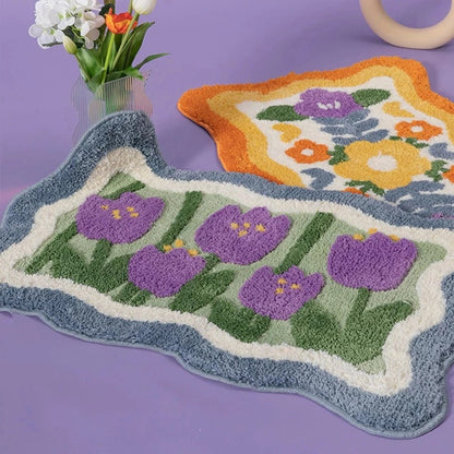 Fluffy Purple Tulips Accent Rug AESTHETIC_Danish Pastel AESTHETIC_Soft Girl SUB CATEGORY_Rugs