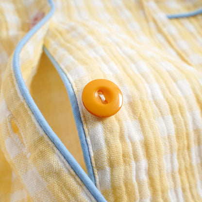 Long-Sleeve Pastel Gingham Pajama Set