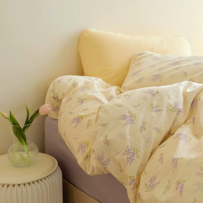 Bettwäscheset aus Baumwolle mit Blumenmuster „Lavendelblüte“