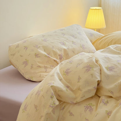 Bettwäscheset aus Baumwolle mit Blumenmuster „Lavendelblüte“