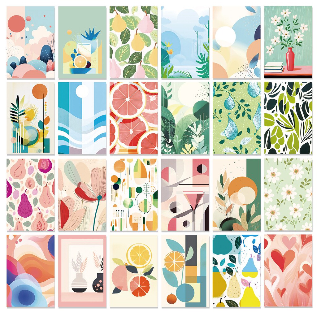 Pastel Minimalist Print Wall Collage Cards Kit