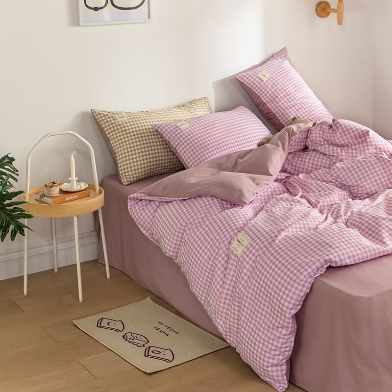 Mini Plaid Print Pastel Bedding Set SUB CATEGORY_Bedding Sets