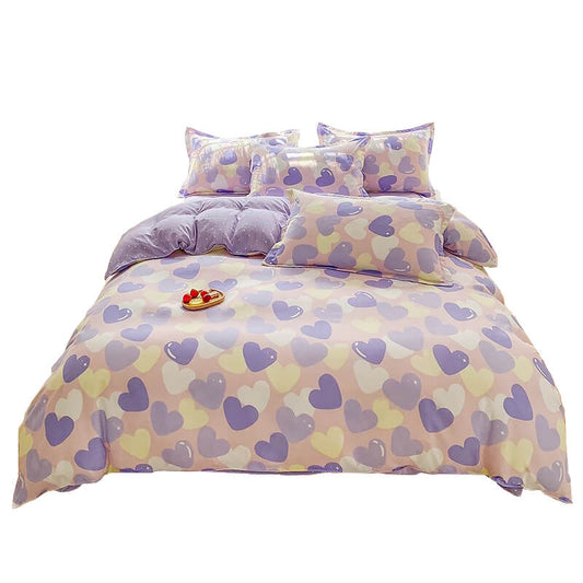 Pastel Purple Hearts Bedding Set bed sheet bedsheets heart pastel pastel bedding pastel duvet pastel room pastel sheets SUB CATEGORY_Bedding Sets