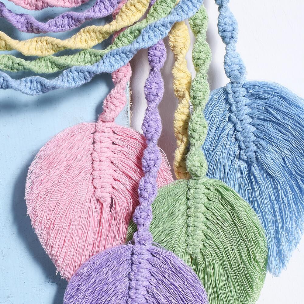 Pastel Rainbow Macrame Tassels Wall Decor AESTHETIC_Boho macrame hanging SUB CATEGORY_Wall Decor