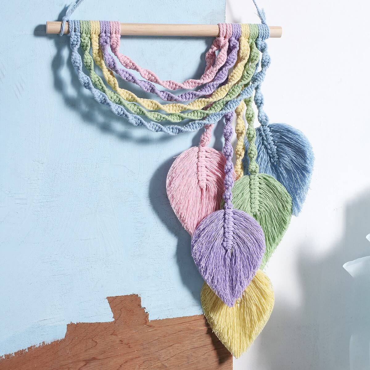 Pastel Rainbow Macrame Tassels Wall Decor AESTHETIC_Boho macrame hanging SUB CATEGORY_Wall Decor