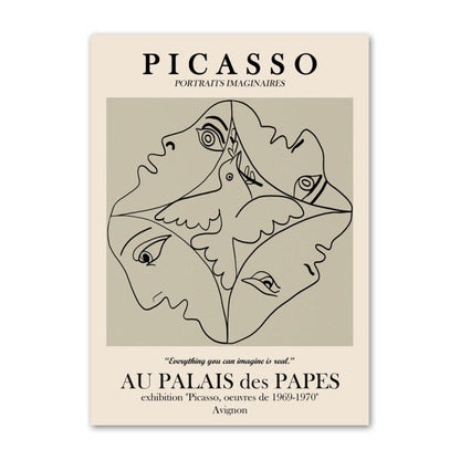 Picasso Outline Sketches Canvas Posters coutout cut outs outline picasso SUB CATEGORY_Posters