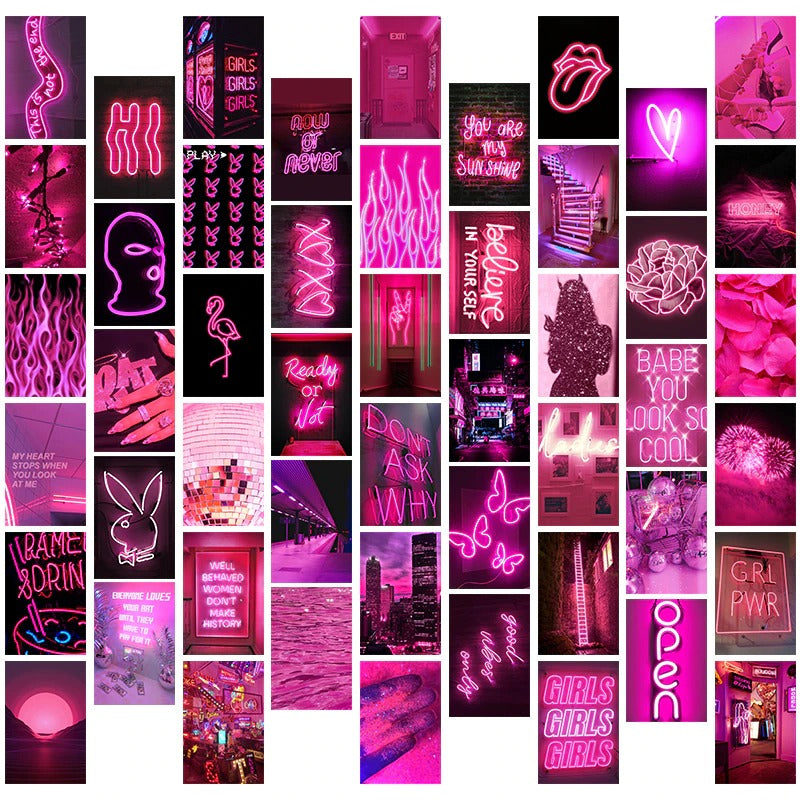 Pink Neon Wall Collage Cards AESTHETIC_eGirl SUB CATEGORY_Poster Cards