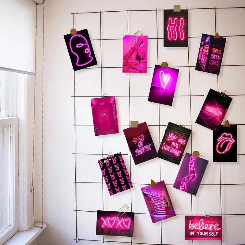 Pink Neon Wall Collage Cards AESTHETIC_eGirl SUB CATEGORY_Poster Cards