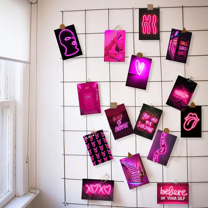 Pink Neon Wall Collage Cards AESTHETIC_eGirl SUB CATEGORY_Poster Cards