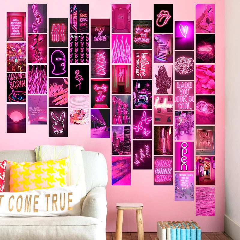 Pink Neon Wall Collage Cards AESTHETIC_eGirl SUB CATEGORY_Poster Cards