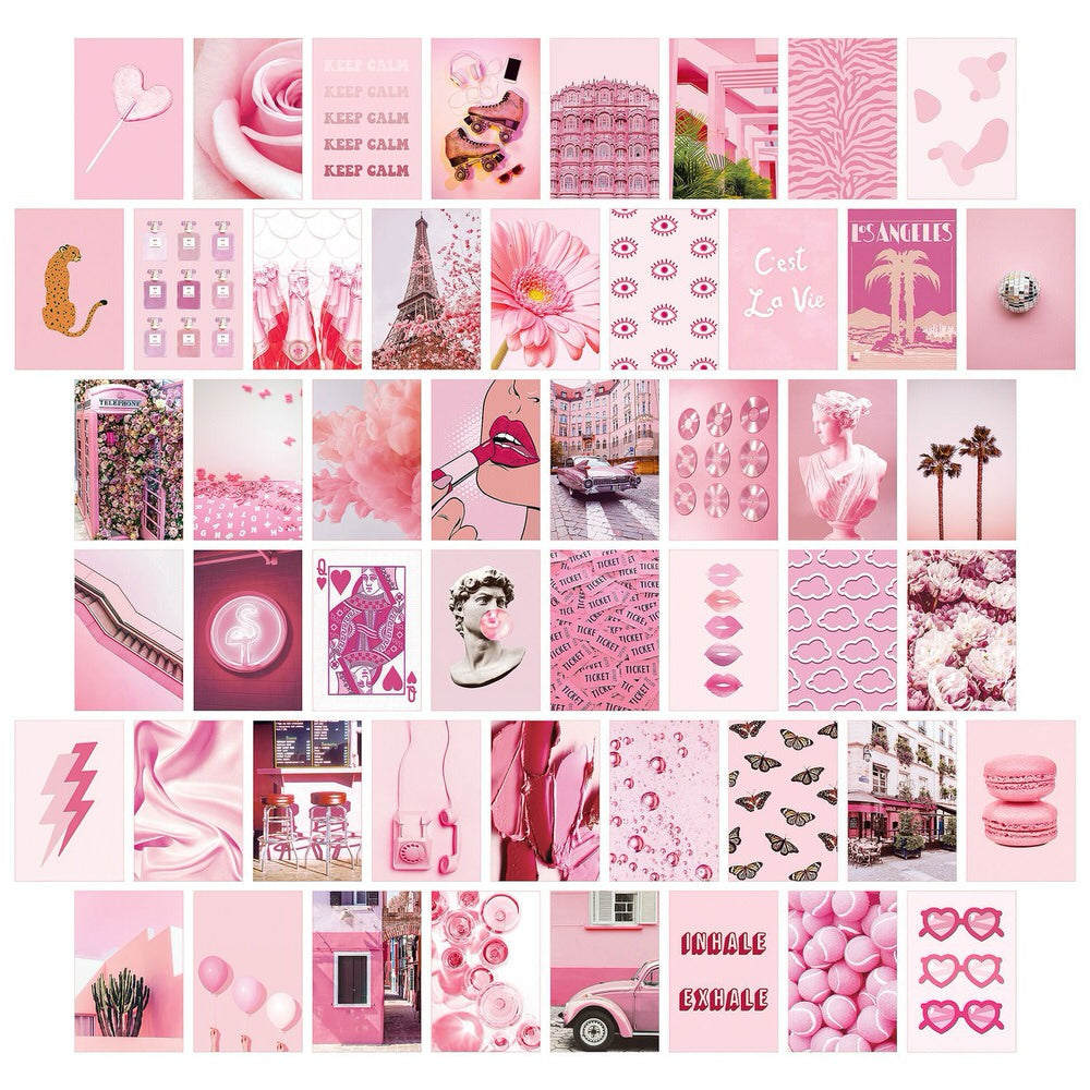 Pink Paris Wall Collage Cards