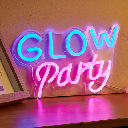 Glow Party Blue & Pink LED Neon Sign