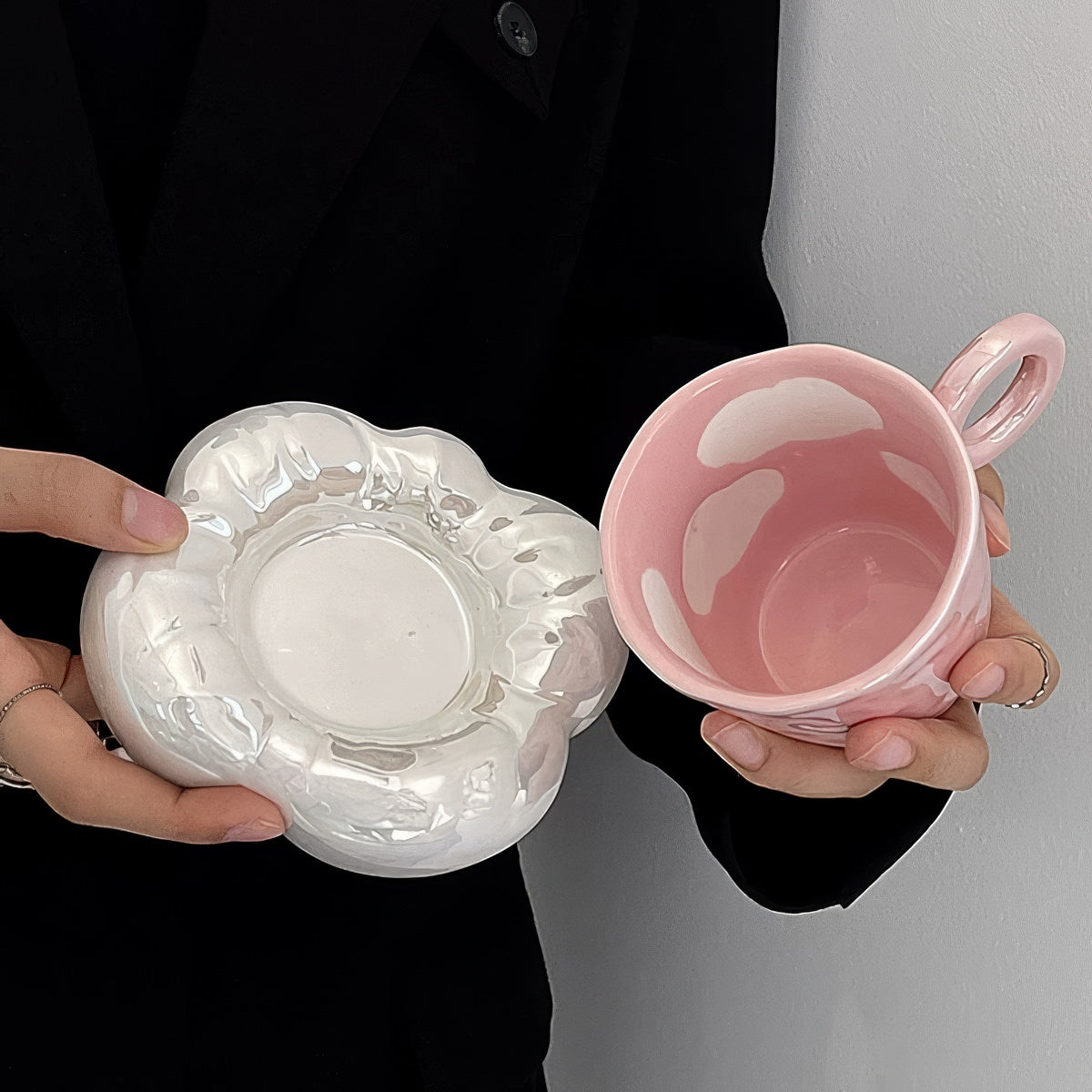 Pink Cloud Ceramic Coffee Cup Set