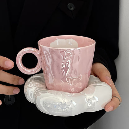Pink Cloud Ceramic Coffee Cup Set